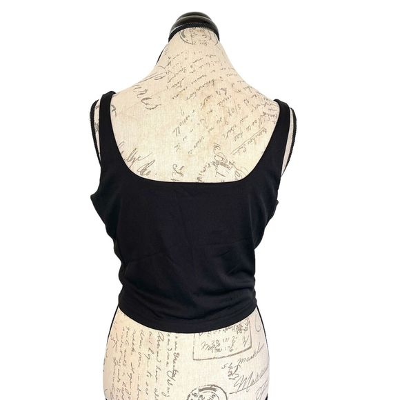 Womens Tank Top Size XL Stretch Crop Sleeveless Pleated Polyester Spandex Short - Picture 2 of 12